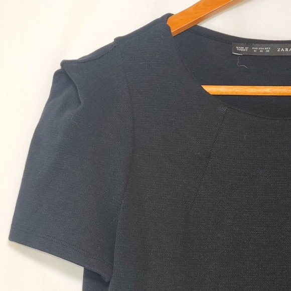 ZARA Basic Black Fitted Mini Dress M - Picture 2 of 5